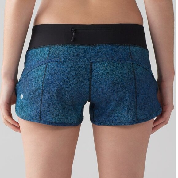 Lululemon Speed Short (4-way Stretch 2.5") Super Natural Blue Multi / Black - Picture 6 of 6